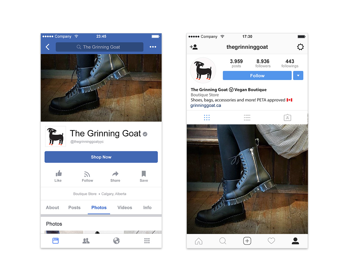 the grinning goat instagram facebook profiles
